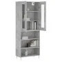 Aparador alto madera contrachapada gris hormigón 69,5x34x180 cm de vidaXL, Aparadores - Ref: Foro24-3198717, Precio: 134,25 €...