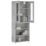 Aparador alto madera contrachapada gris hormigón 69,5x34x180 cm de vidaXL, Aparadores - Ref: Foro24-3198717, Precio: 139,08 €...