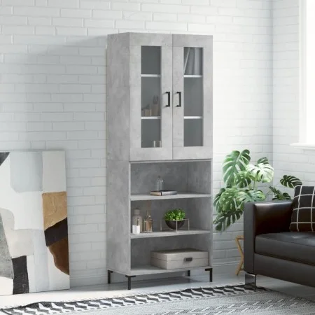 Aparador alto madera contrachapada gris hormigón 69,5x34x180 cm de vidaXL, Aparadores - Ref: Foro24-3198725, Precio: 137,58 €...