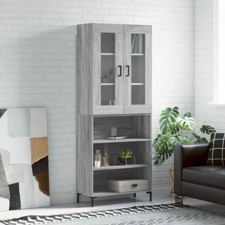 High sideboard sonoma gray plywood 69.5x34x180 cm by vidaXL, Sideboards - Ref: Foro24-3198727, Price: 133,81 €, Discount: %