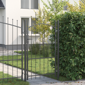 Puerta de jardín con cerradura Gris 100 x 175 cm Acero Puerta de jardín con cerradura Gris 100 x 175 cm Acero