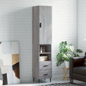 Tall Sonoma gray plywood sideboard 34.5x34x180 cm by vidaXL, Sideboards - Ref: Foro24-3198935, Price: 116,12 €, Discount: %