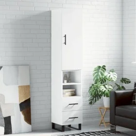 Aparador alto madera contrachapada blanco brillo 34,5x34x180 cm de vidaXL, Aparadores - Ref: Foro24-3198939, Precio: 123,47 €...