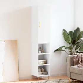 Aparador alto madera contrachapada blanco brillo 34,5x34x180 cm de vidaXL, Aparadores - Ref: Foro24-3198971, Precio: 90,88 €,...