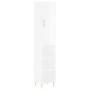 Aparador alto madera contrachapada blanco brillo 34,5x34x180 cm