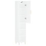 Aparador alto madera contrachapada blanco brillo 34,5x34x180 cm