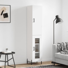Aparador alto madera contrachapada blanco 34,5x34x180 cm by vidaXL, Sideboards - Ref: Foro24-3199049, Price: 113,07 €, Discou...