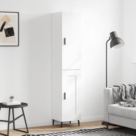 Aparador alto madera contrachapada blanco brillo 34,5x34x180 cm de vidaXL, Aparadores - Ref: Foro24-3199123, Precio: 117,50 €...