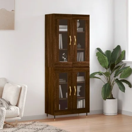 Aparador alto madera contrachapada marrón roble 69,5x34x180 cm by vidaXL, Sideboards - Ref: Foro24-3198264, Price: 155,11 €, ...