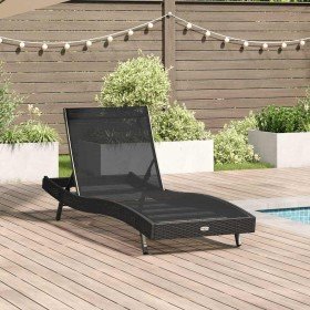 Tumbona Negro 70 x 197 x 82 cm Rattan Sintético y Metal