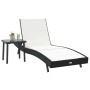 Tumbona con Mesa 2 pcs Negro 40 x 40 x 40.5 cm ratán sintético