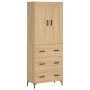 Aparador alto madera contrachapada color roble 69,5x34x180 cm