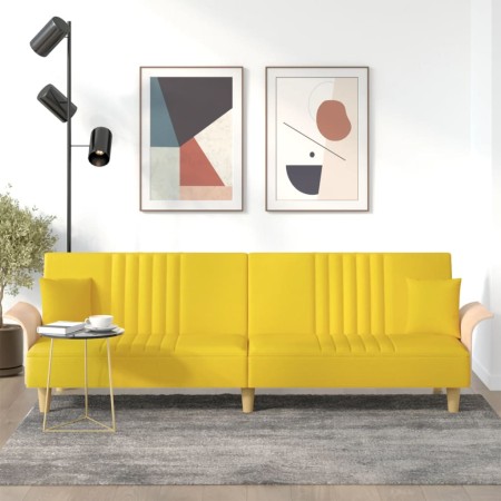 Sofá cama con reposabrazos tela amarillo claro by vidaXL, Sofas - Ref: Foro24-351891, Price: 258,94 €, Discount: %