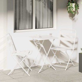 Conjunto bistro 3 pcs Blanco Acero en Conjuntos de jardín | Comprar online en Foro24
