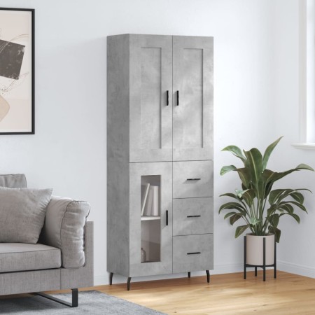 Concrete gray plywood tall sideboard 69.5x34x180 cm by vidaXL, Sideboards - Ref: Foro24-3199957, Price: 168,03 €, Discount: %