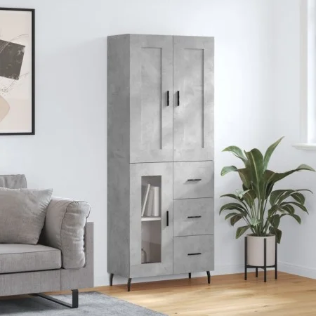 Concrete gray plywood tall sideboard 69.5x34x180 cm by vidaXL, Sideboards - Ref: Foro24-3199957, Price: 159,96 €, Discount: %