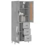 Concrete gray plywood tall sideboard 69.5x34x180 cm by vidaXL, Sideboards - Ref: Foro24-3199957, Price: 159,96 €, Discount: %