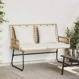 Banco de jardín Marrón y crema Ratan sintético, acero