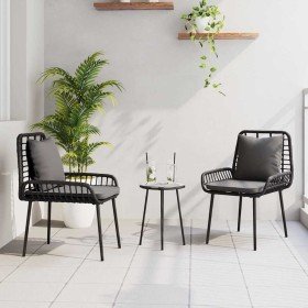 Conjunto de Comedor de Jardín 3 pcs Negro y Antracita