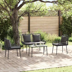 Conjunto de Comedor de Jardín 3 pcs Negro y Antracita