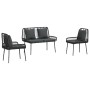 Conjunto de Comedor de Jardín 3 pcs Negro y Antracita