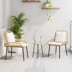 Conjunto de Comedor de Jardín 3 pcs Marrón, Negro y Crema