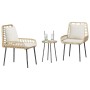 Conjunto de Comedor de Jardín 3 pcs Marrón, Negro y Crema