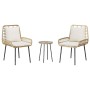 Conjunto de Comedor de Jardín 3 pcs Marrón, Negro y Crema