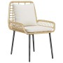 Conjunto de Comedor de Jardín 3 pcs Marrón, Negro y Crema
