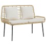 Conjunto de Comedor de Jardín 3 pcs Marrón, Negro y Crema