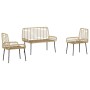 Conjunto de Comedor de Jardín 3 pcs Marrón, Negro y Crema