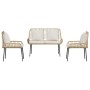 Conjunto de Comedor de Jardín 3 pcs Marrón, Negro y Crema