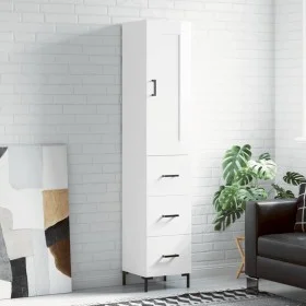 Aparador alto madera contrachapada blanco brillo 34,5x34x180 cm by vidaXL, Sideboards - Ref: Foro24-3200195, Price: 125,80 €,...
