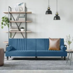 Sofá cama con reposabrazos terciopelo azul de vidaXL, Sofás - Ref: Foro24-351893, Precio: 286,41 €, Descuento: %