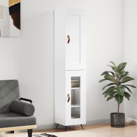 Aparador alto madera contrachapada blanco brillo 34,5x34x180 cm by vidaXL, Sideboards - Ref: Foro24-3200363, Price: 106,58 €,...
