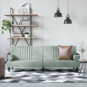 Sofá cama con reposabrazos terciopelo gris claro de vidaXL, Sofás - Ref: Foro24-351894, Precio: 266,24 €, Descuento: %