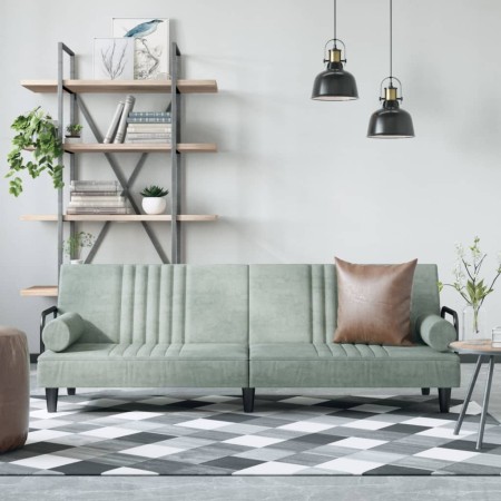 Schlafsofa mit Armlehnen aus hellgrauem Samt von vidaXL, Sofas - Ref: Foro24-351894, Preis: 266,24 €, Rabatt: %