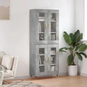 Aparador alto madera contrachapada gris hormigón 69,5x34x180 cm de vidaXL, Aparadores - Ref: Foro24-3198261, Precio: 156,40 €...