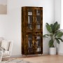 Aparador alto madera contrachapada roble ahumado 69,5x34x180 cm de vidaXL, Aparadores - Ref: Foro24-3198262, Precio: 167,88 €...