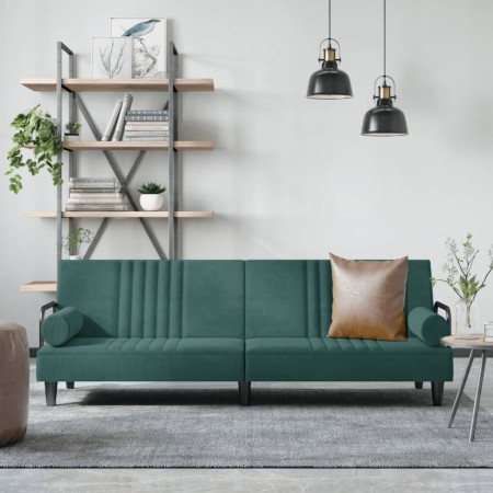 Schlafsofa aus dunkelgrünem Samt mit Armlehnen von vidaXL, Sofas - Ref: Foro24-351896, Preis: 296,33 €, Rabatt: %