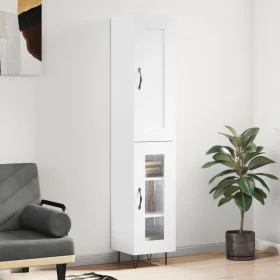 Aparador alto madera contrachapada blanco brillo 34,5x34x180 cm by vidaXL, Sideboards - Ref: Foro24-3200419, Price: 103,50 €,...