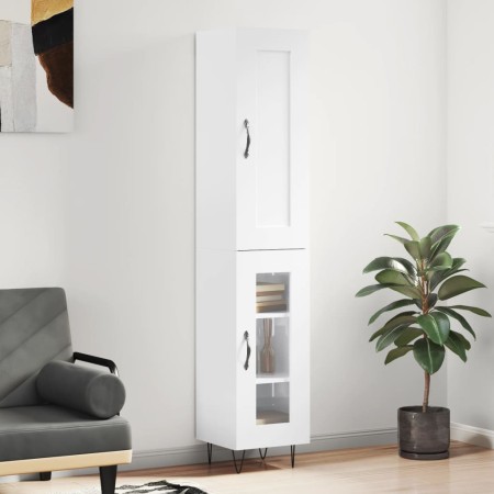 Aparador alto madera contrachapada blanco brillo 34,5x34x180 cm by vidaXL, Sideboards - Ref: Foro24-3200419, Price: 104,67 €,...