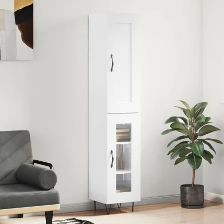Aparador alto madera contrachapada blanco brillo 34,5x34x180 cm by vidaXL, Sideboards - Ref: Foro24-3200419, Price: 103,50 €,...