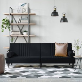 Schwarzes Samtschlafsofa mit Armlehnen von vidaXL, Sofas - Ref: Foro24-351898, Preis: 299,23 €, Rabatt: %