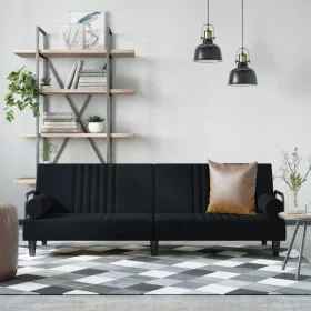 Schwarzes Samtschlafsofa mit Armlehnen von vidaXL, Sofas - Ref: Foro24-351898, Preis: 277,43 €, Rabatt: %