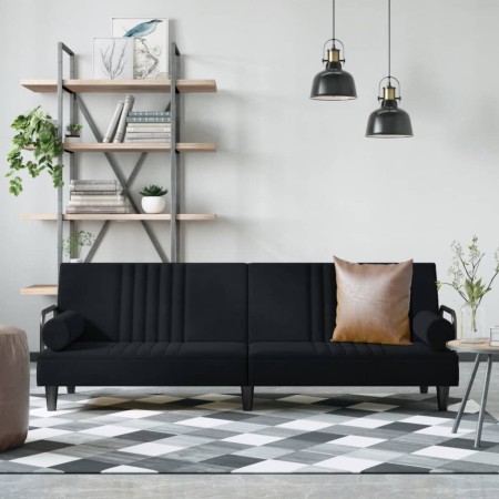 Black velvet sofa bed with armrests by vidaXL, Sofas - Ref: Foro24-351898, Price: 299,23 €, Discount: %