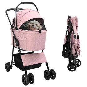 Carrito Plegable para Mascotas Ajustable Rosa 81 x 47 x 99 cm