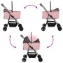 Carrito Plegable para Mascotas Ajustable Rosa 81 x 47 x 99 cm