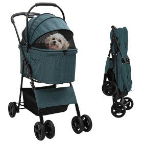 Carrito Plegable para Mascotas Ajustable Verde 81 x 47 x 99 cm