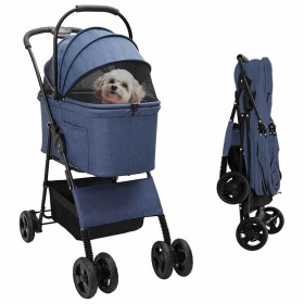 Carrito Plegable para Mascotas Ajustable Azul 81 x 47 x 99 cm